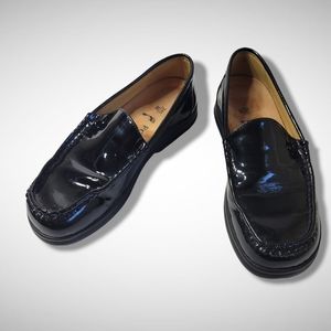 Birkenstock Footprints Shiny Black Patent Leather Slip On Shoe sz 38 US sz 7